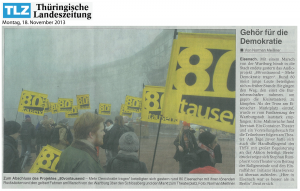 2013-11-18 - Thueringer Landszeitung TLZ – Bericht über den Marsch von der Wartburg – vom 18-11-2013